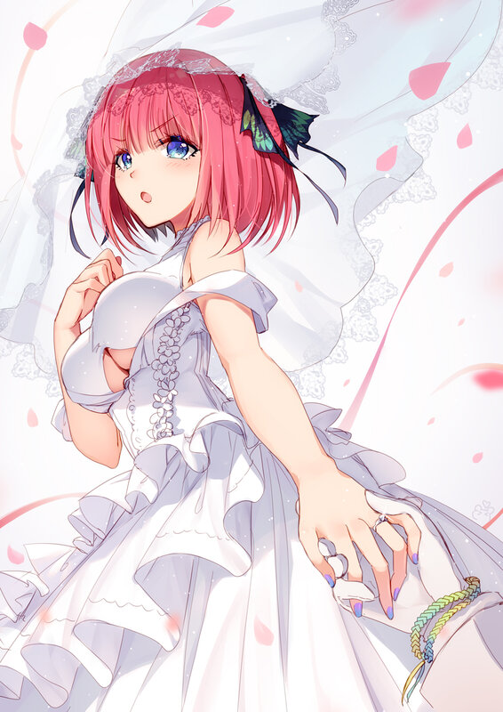 Pink-haired Girl in Dress — White, Dreamy, Anime