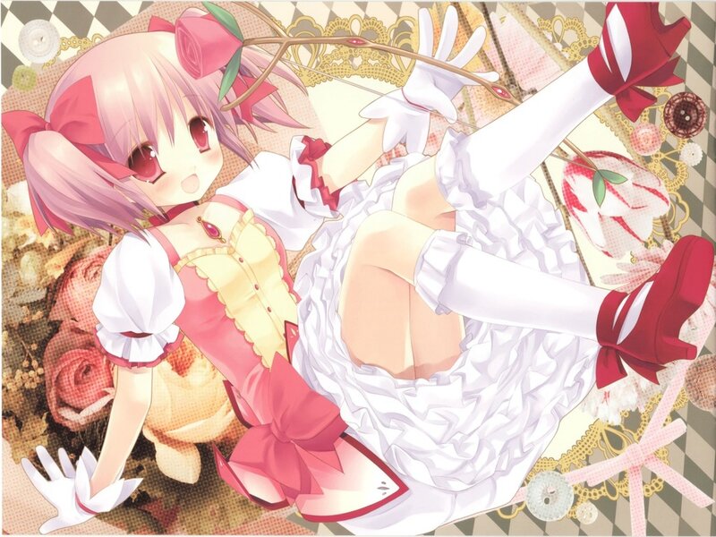 Pink-haired Girl in Dress — White, Playful, Anime