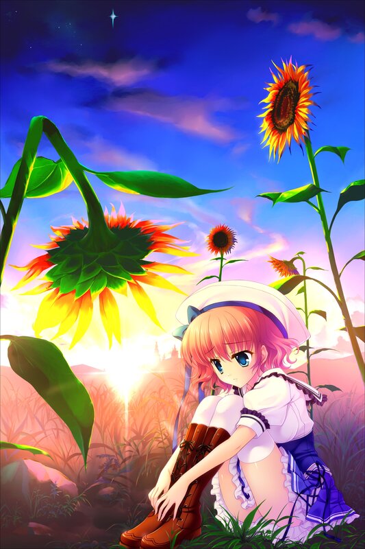 Pink-haired Girl in Field — Blue
