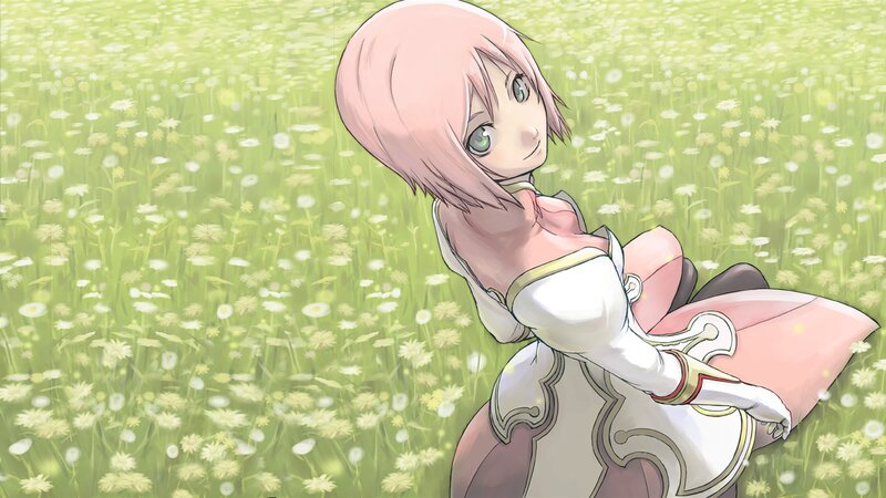 Pink-haired Girl in Field — Green, Serene, Afternoon