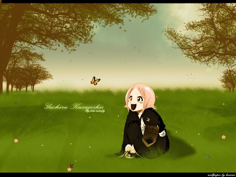 Pink-haired Girl in Field — Green