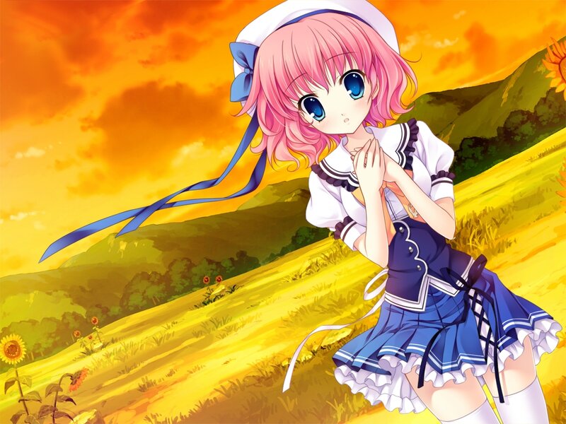 Pink-haired Girl in Field — Orange