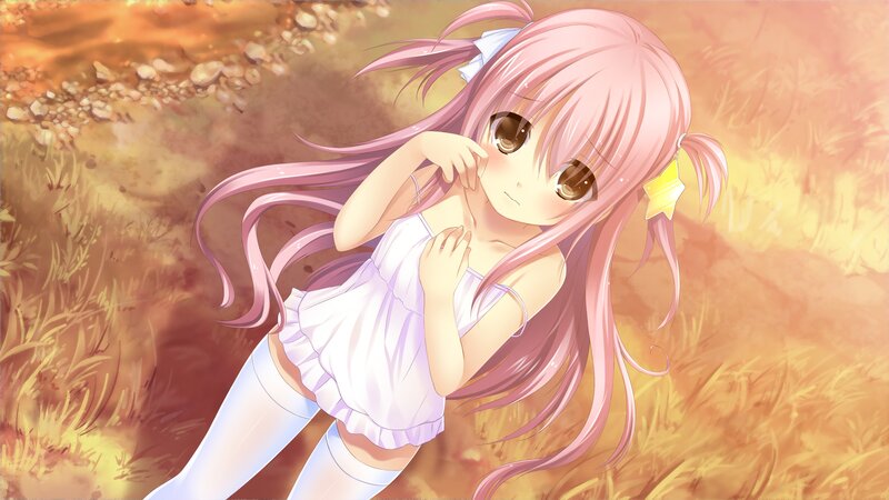 Pink-haired Girl in Field — Pink, Calm
