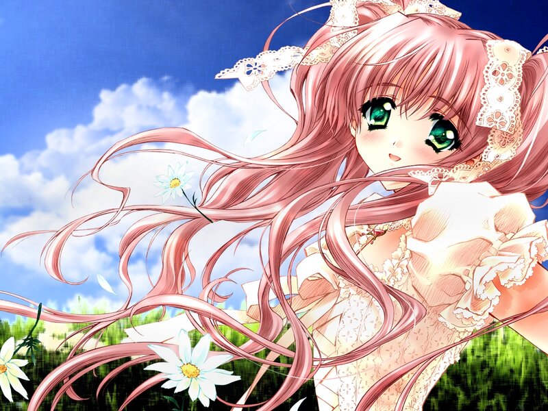 Pink-haired Girl in Field — Pink, Serene, Afternoon