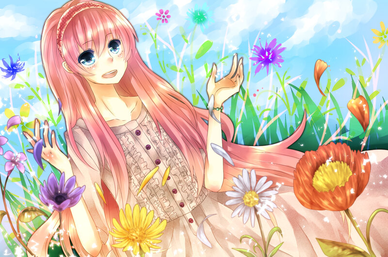 Pink-haired Girl in Field