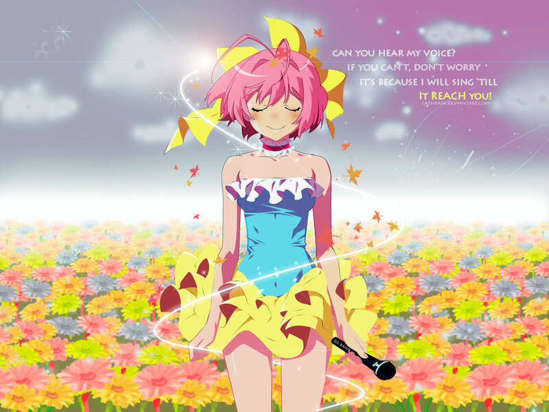 Pink-haired Girl in Field — Yellow