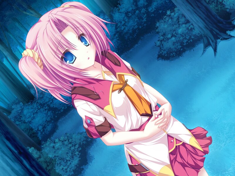 Pink-haired Girl in Forest — Blue