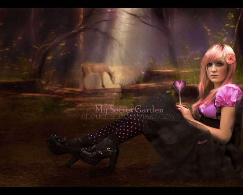 Pink-haired Girl in Forest — Pink, Dreamy