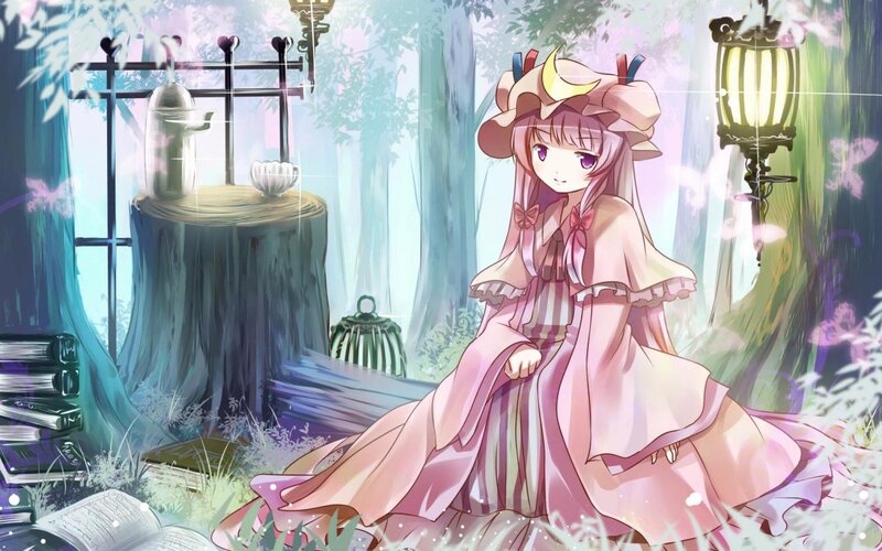 Pink-haired Girl in Forest — Pink, Serene, Morning