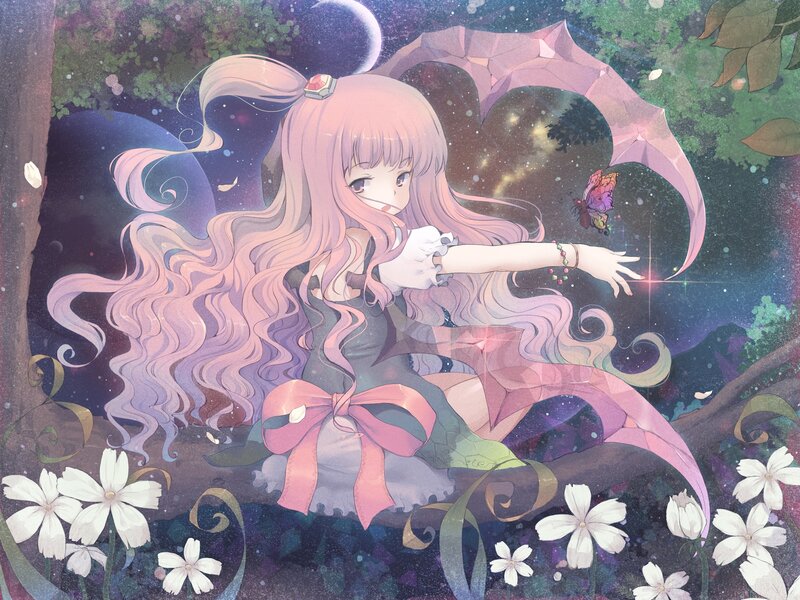 Pink-haired Girl in Forest — Pink, Serene