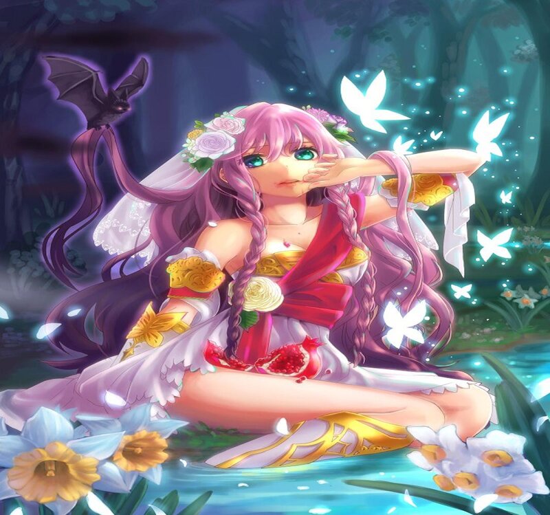 Pink-haired Girl in Forest — Purple, Serene