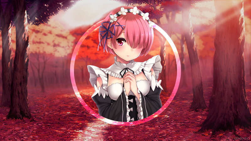 Pink-haired Girl in Forest — Red
