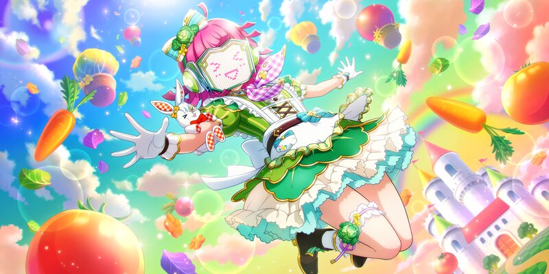 Pink-haired Girl in Green Dress — Playful