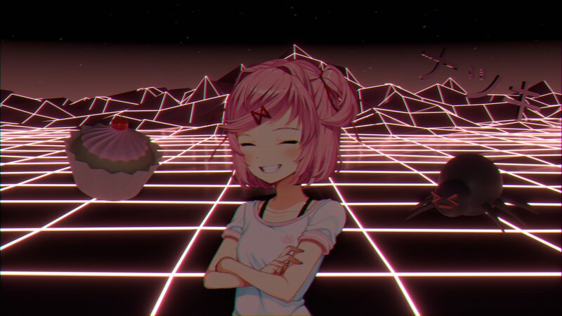 Pink-haired Girl in Grid