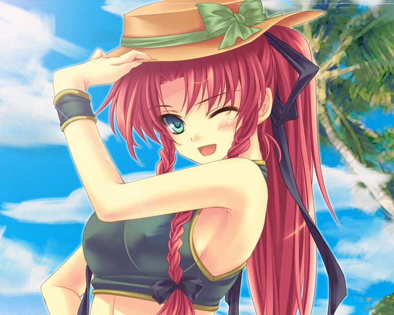 Pink-haired Girl in Hat — Blue