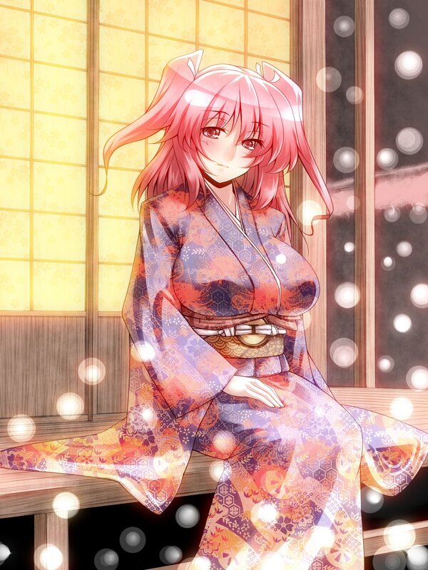 pink-haired girl in kimono