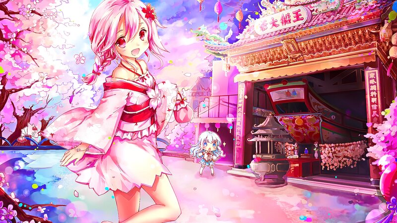 Pink-haired Girl in Kimono — Pink, Festive, Spring