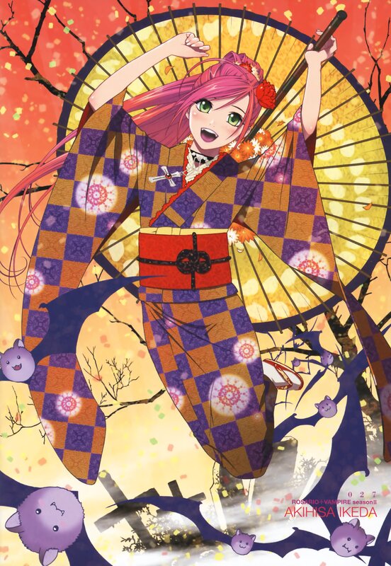 Pink-haired Girl in Kimono — Purple, Festive, Autumn