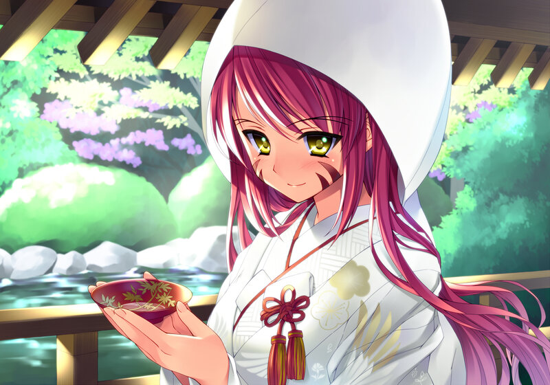 Pink-haired Girl in Kimono — White