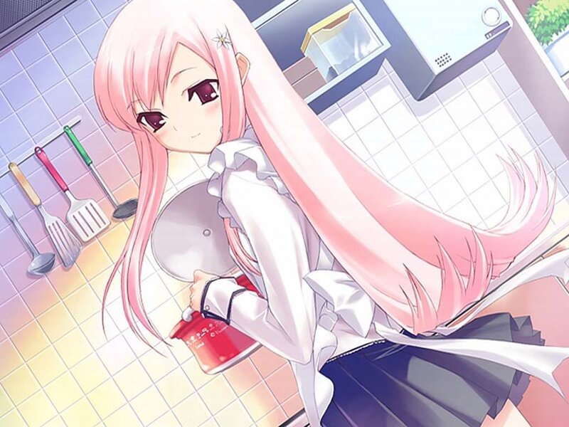 Pink-haired Girl in Kitchen — Pink, Calm