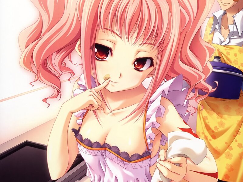 Pink-haired Girl in Kitchen — Pink, Playful