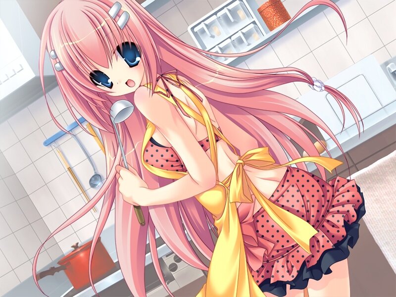 Pink-haired Girl in Kitchen — Pink