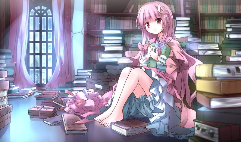 Pink-haired Girl in Library — Pink