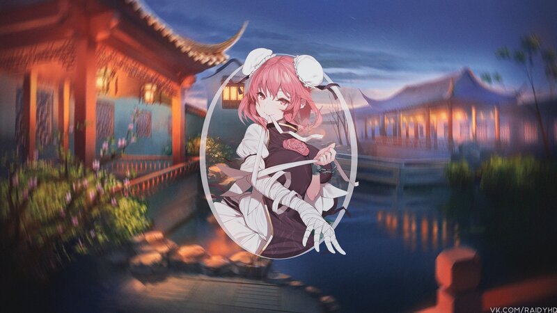 Pink-haired Girl in Maid Outfit — Blue, Serene
