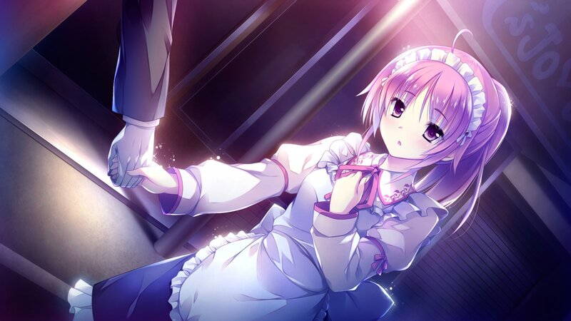 Pink-haired Girl in Maid Outfit — Purple, Dramatic, Night