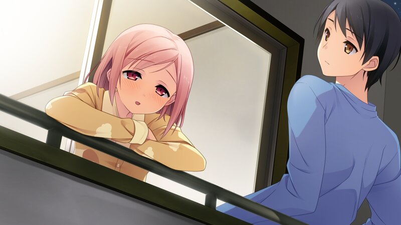 Pink-haired Girl in Mirror — Blue