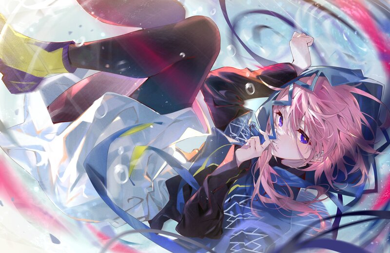 Pink-haired Girl in Motion — Blue
