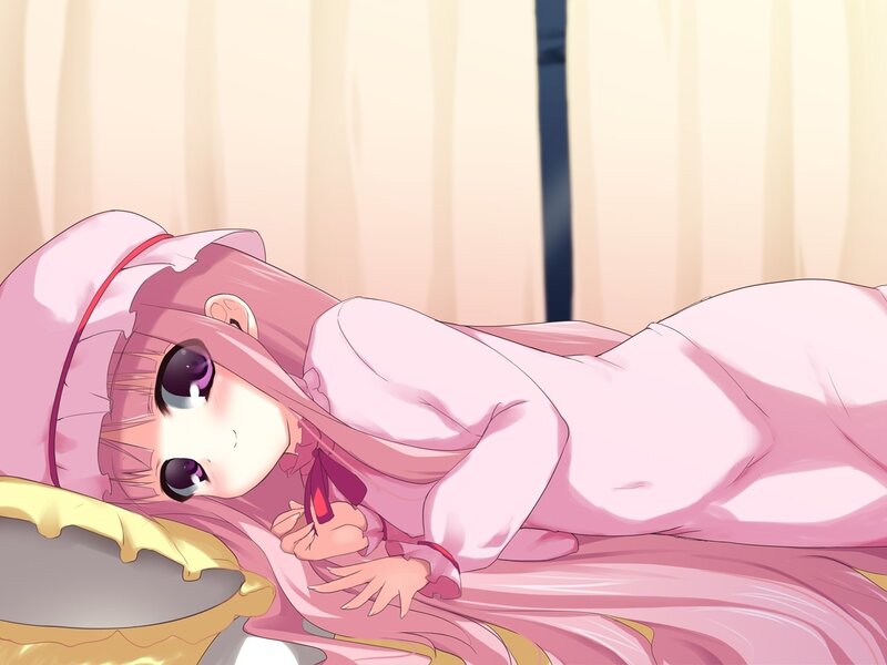 pink-haired girl in pajamas