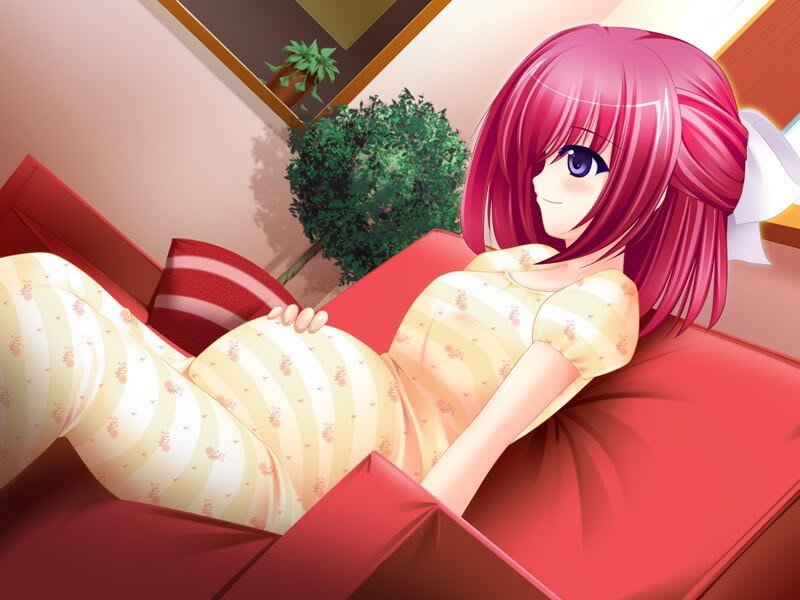 pink-haired girl in pajamas