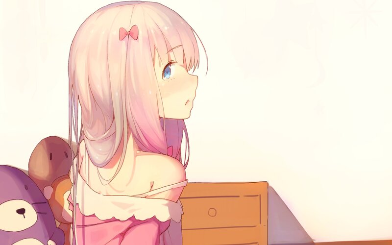 Pink-haired Girl in Pajamas — Pink, Calm, Anime