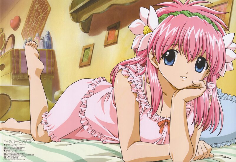 pink-haired girl in pajamas