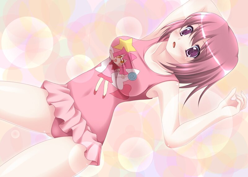 pink-haired girl in pink dress