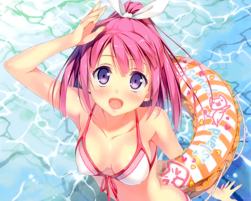 Pink-haired Girl in Pool — Pink