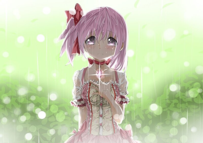 Pink-haired Girl in Rain — Green