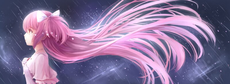 Pink-haired Girl in Rain — Pink, Dramatic