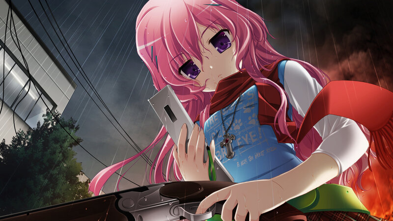 Pink-haired Girl in Rain — Pink