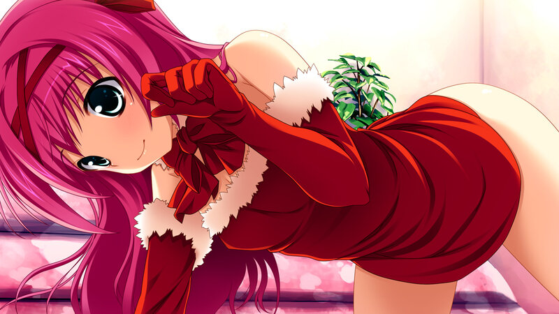 Pink-haired Girl in Red Dress — Playful