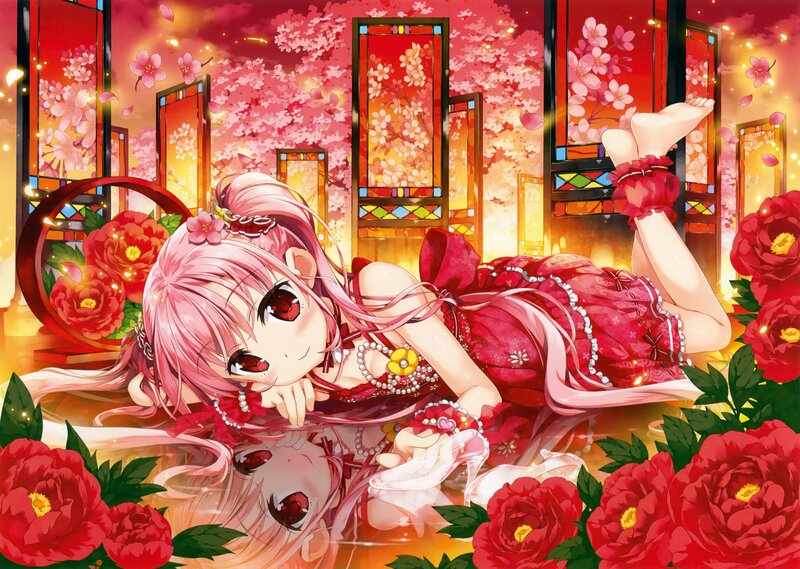 Pink-haired Girl in Red Dress — Serene