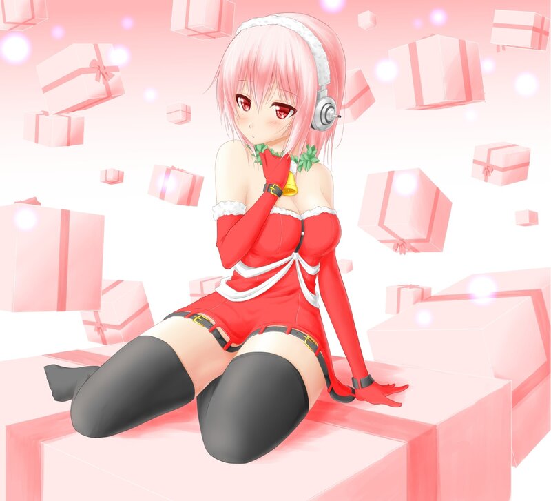Pink-haired Girl in Red Suit — Festive