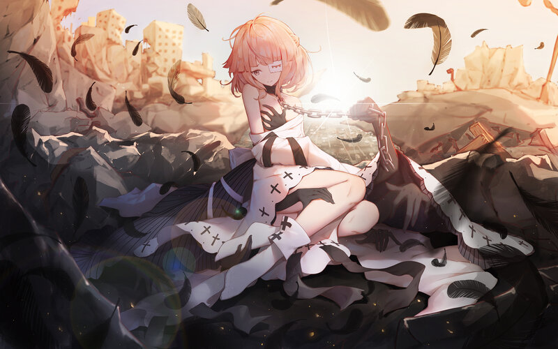 Pink-haired Girl in Ruins