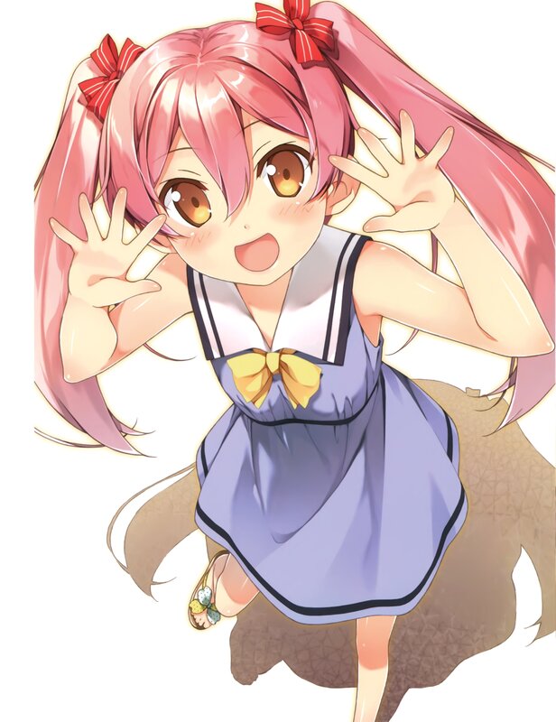pink-haired girl in sailor dress