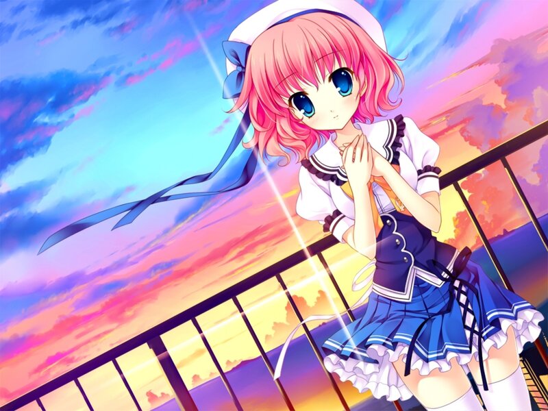 Pink-haired Girl in Sailor Uniform — Blue