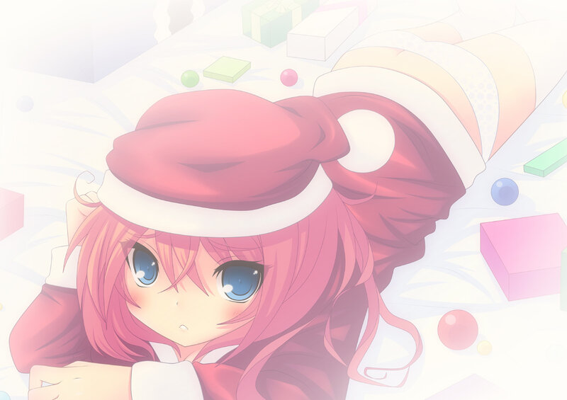 Pink-haired Girl in Santa Hat — Pink