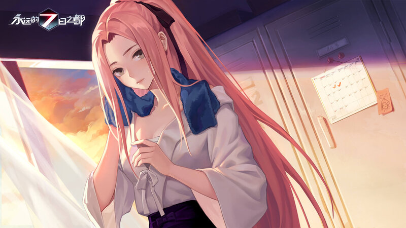 Pink-haired Girl in School