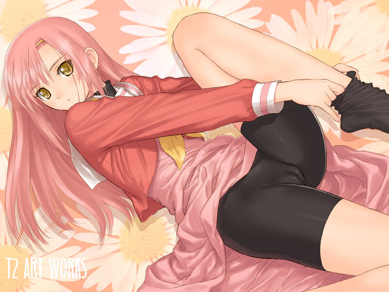 pink-haired girl in school uniform