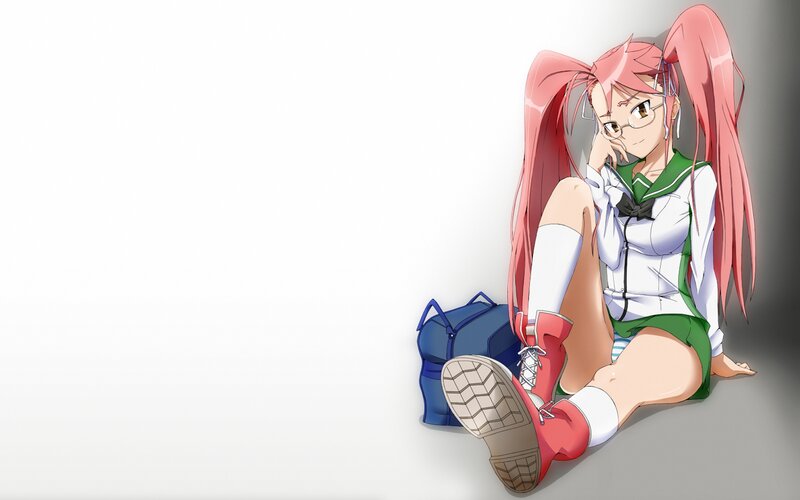 pink-haired girl in school uniform